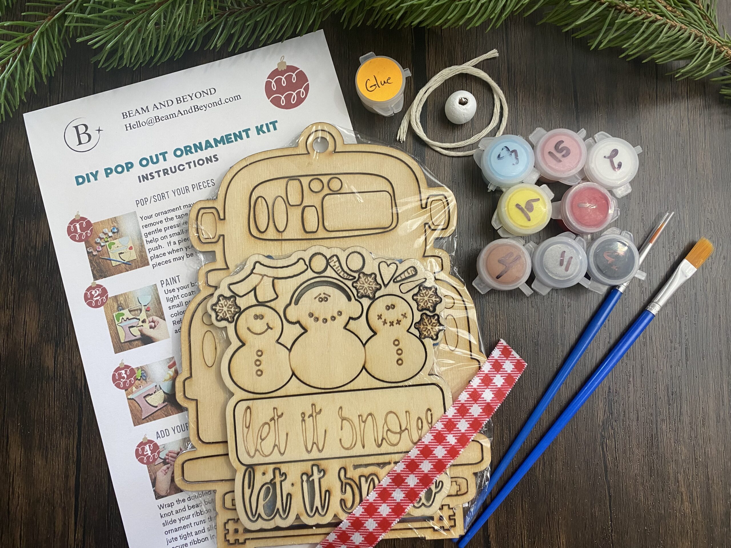 DIY Christmas Truck Ornament Kit - 'Let It Snow' Snowman - Image 2