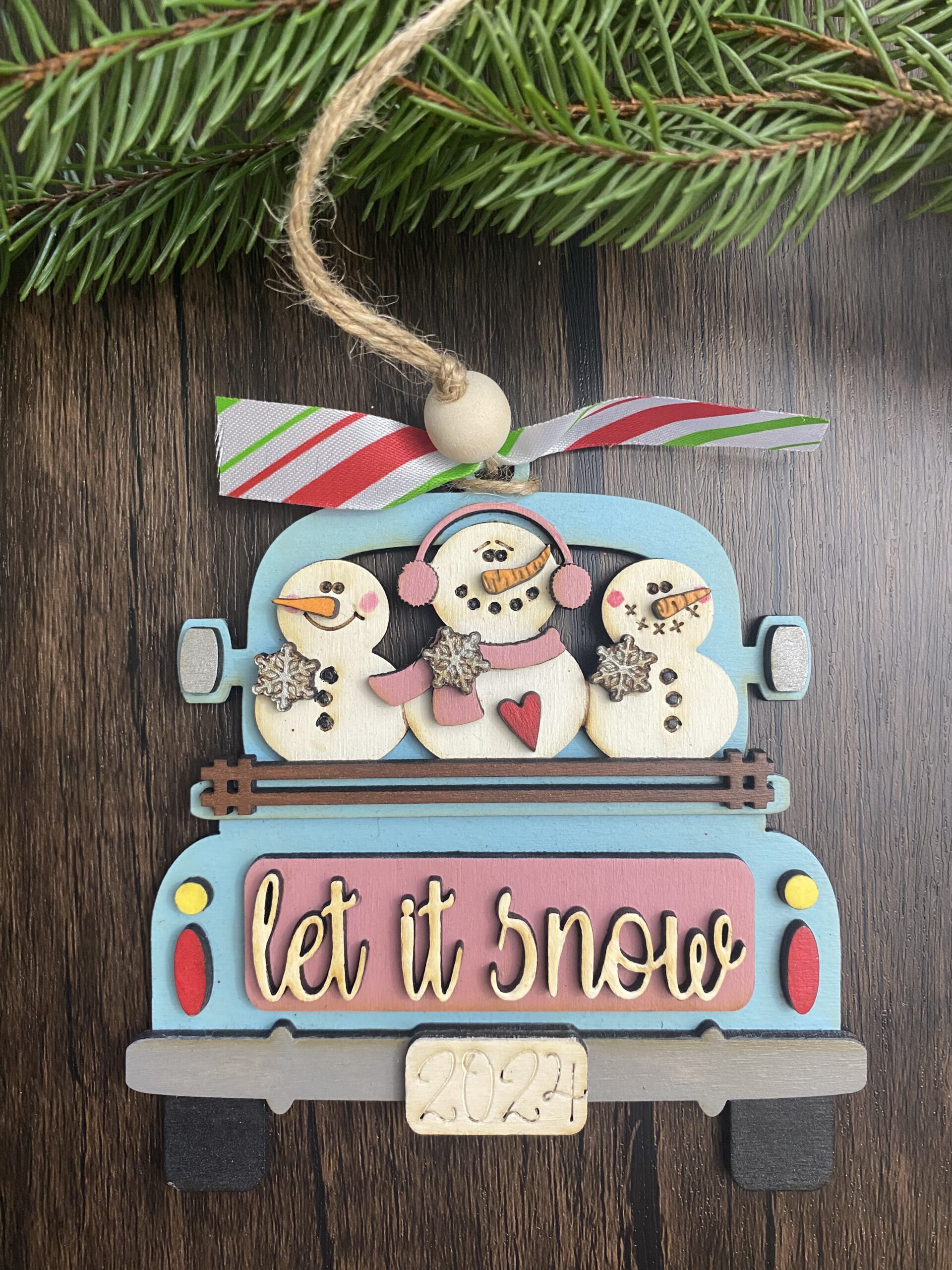 DIY Christmas Truck Ornament Kit - 'Let It Snow' Snowman