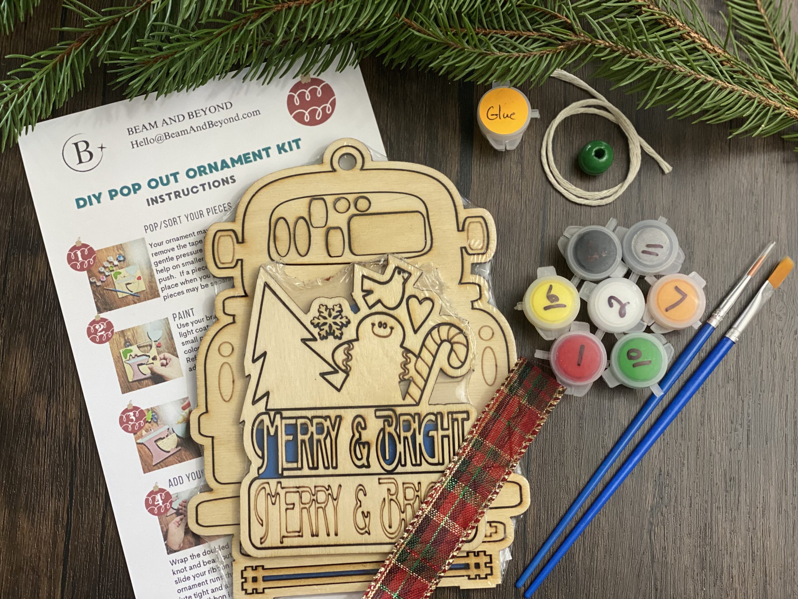 DIY Christmas Truck Ornament Kit - Merry & Bright Gingerbread Man - Image 2
