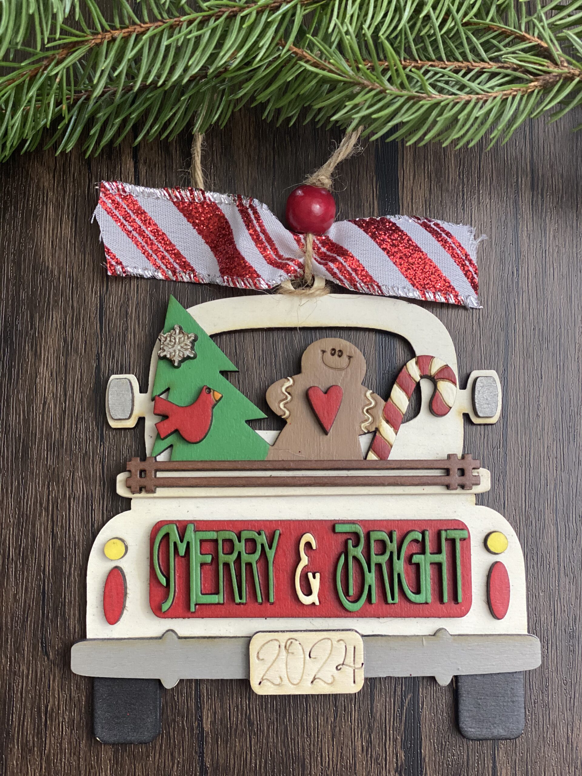 DIY Christmas Truck Ornament Kit - Merry & Bright Gingerbread Man