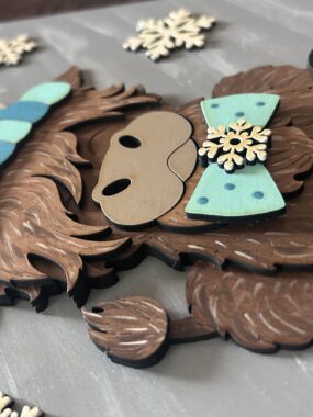 Highland Cow Winter Plaque