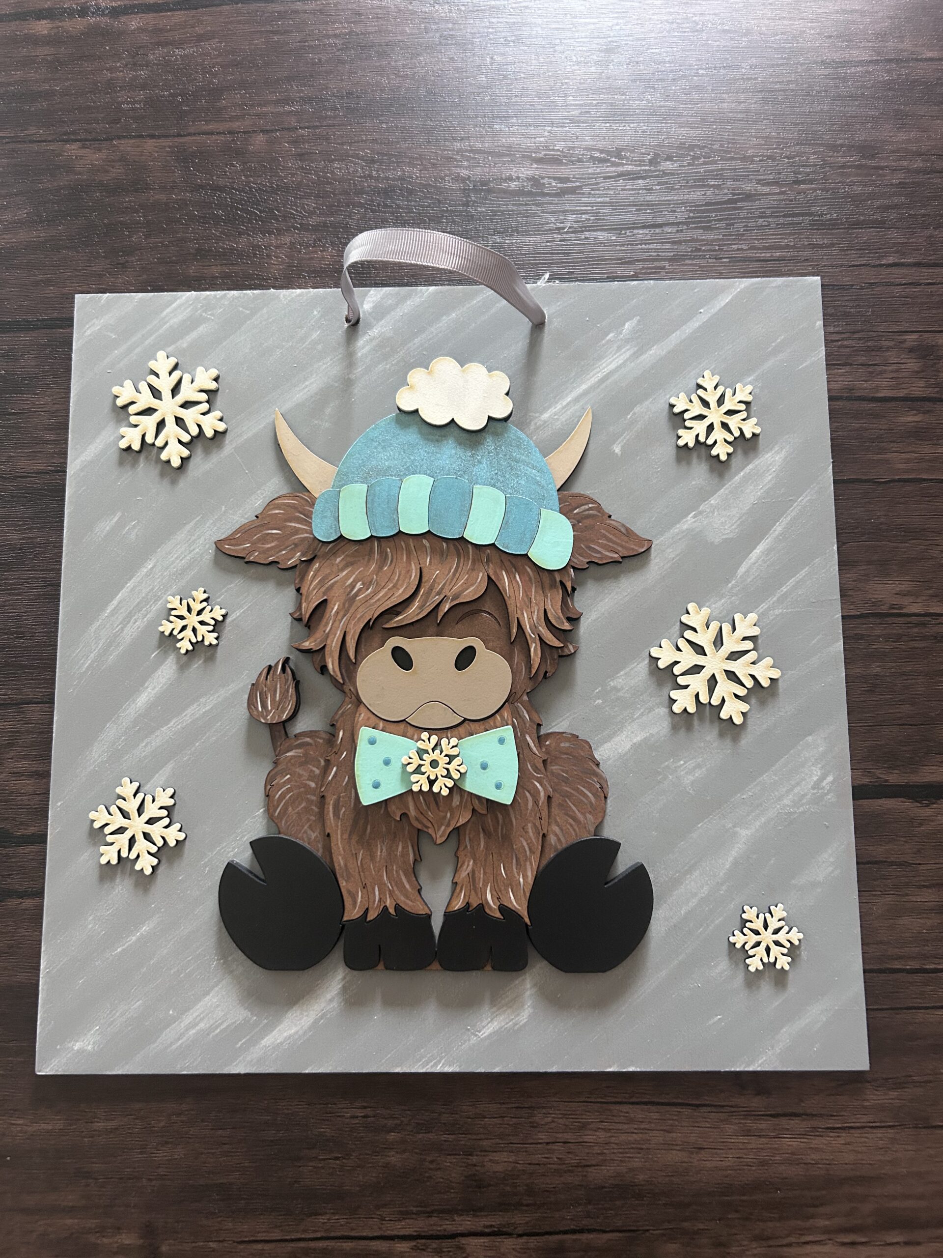 Highland Cow Winter Plaque - Image 3